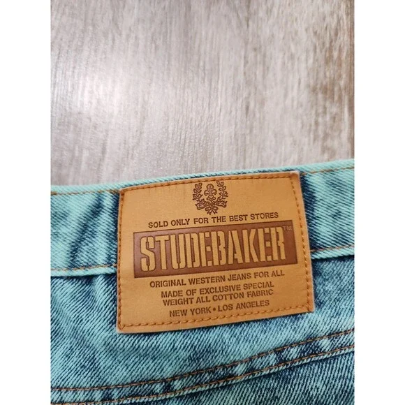 Studbaker Blue Acid Wash Denim Jean Mini Skirt Pockets Sz 15/16 EUC Classic - Picture 9 of 9